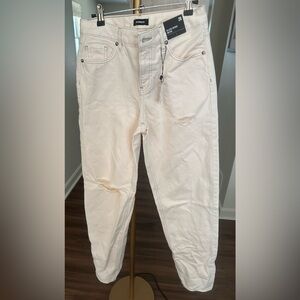 New Express Women’s Relaxed Tapered Mid Rise Distressed Jeans SZ 2R